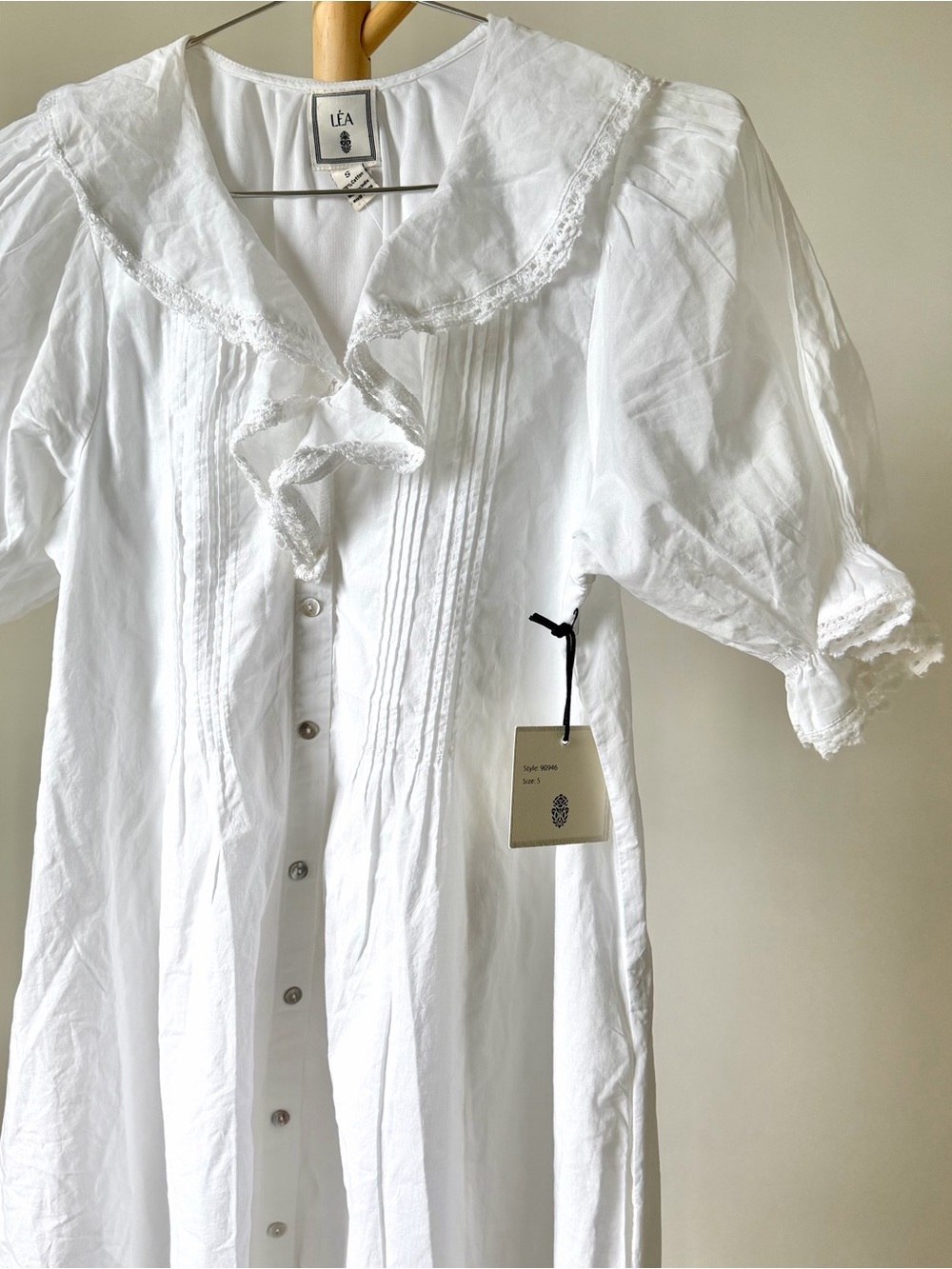 LEA White Cotton Button Down Dress